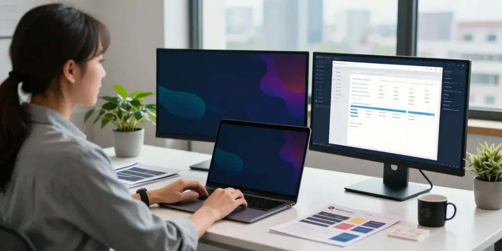 Strategist working on instant indexing strategies in a modern workspace