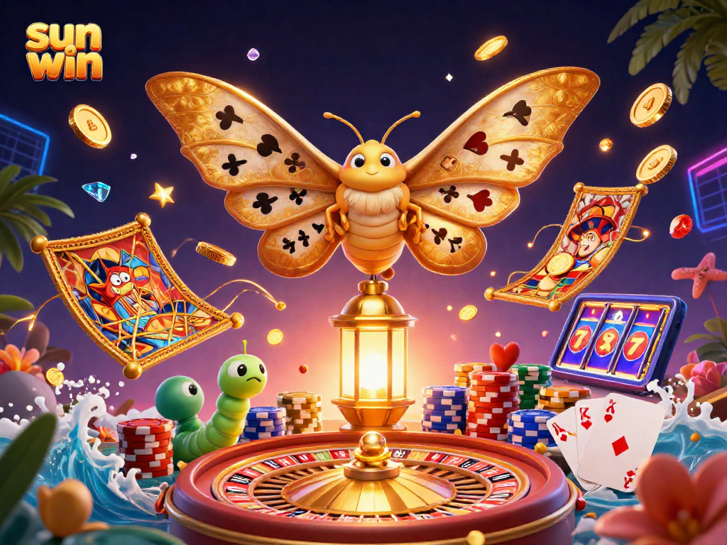 Experience thrilling gameplay at sun win with golden coins and vibrant casino elements in a captivating scene.