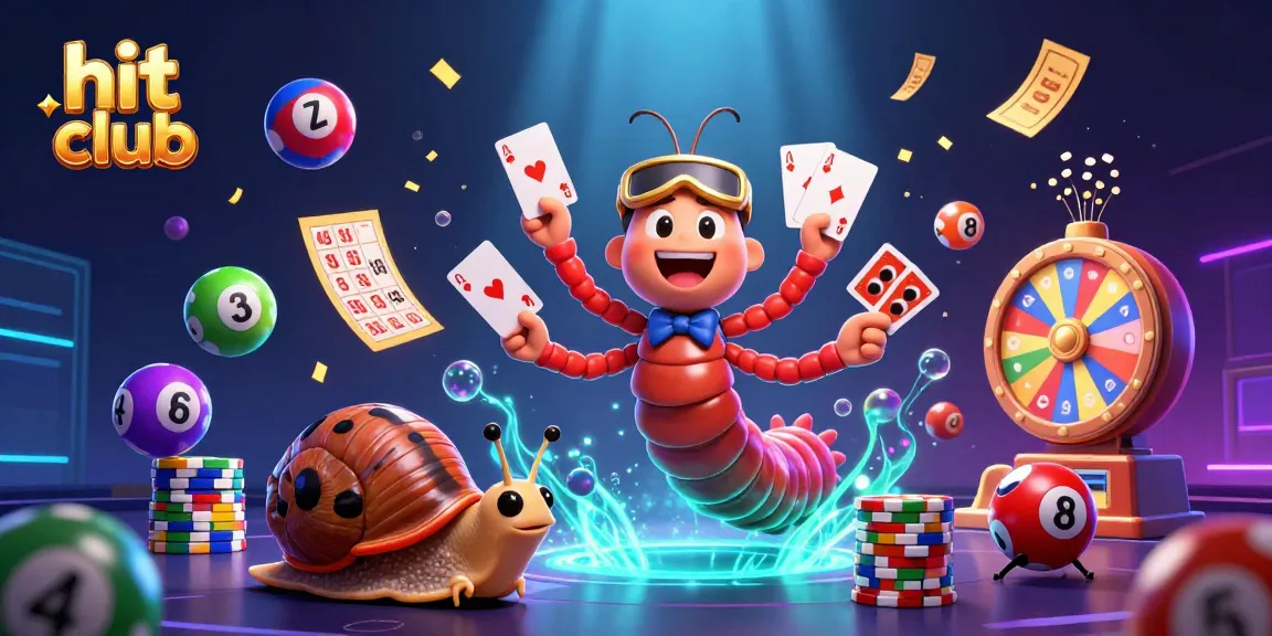 Experience thrilling gaming at hit club with vibrant cards and festive elements in a dynamic casino scene.