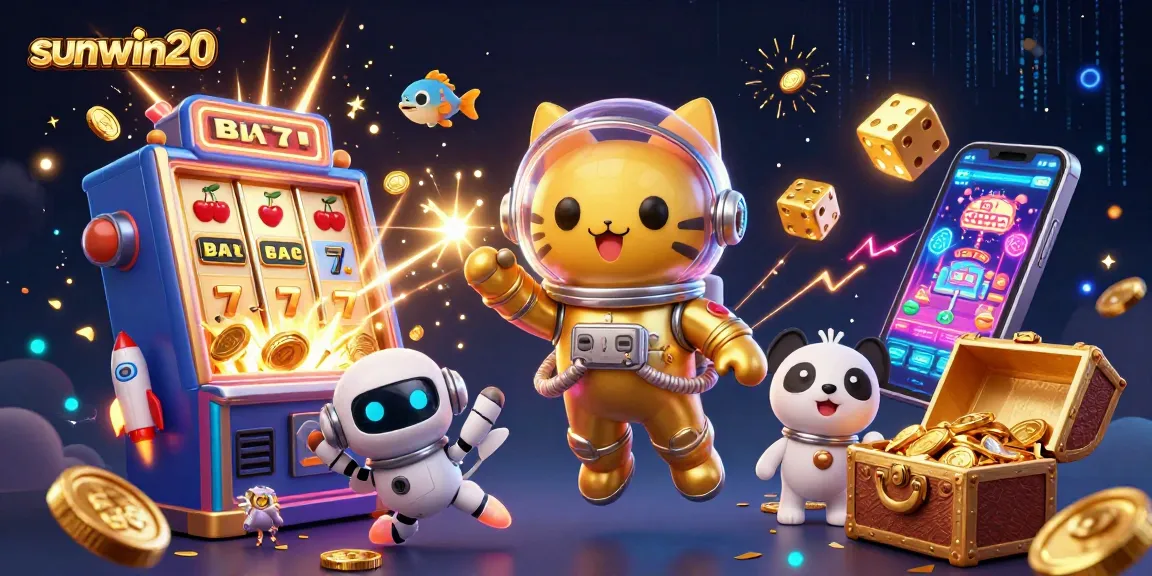 Experience the excitement of sunwin20 with a space-themed casino adventure featuring slot machines and cosmic characters.